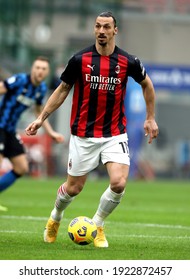 MILAN, ITALY - February 21, 2021: 
Zlatan Ibrahimovic of Milan in action during the Serie A 2020-2021 MILAN v INTER at San Siro Stadium. 