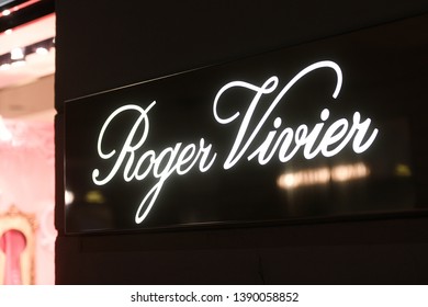 Milan, Italy – February 22, 2019:  Roger Vivier Logo In A Store In Milan, February 2019.