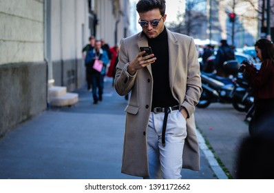 MILAN, Italy- February 22 2019: Men On The Street During The Milan Fashion Week.