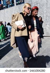 Milan, Italy - February 23, 2019: Street Style Outfits During Milan Fashion Week - - MFW19/20