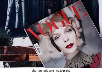 Milan, Italy - February 27, 2017: Italian Vogue magazines. Vogue one of most important fashion magazines.