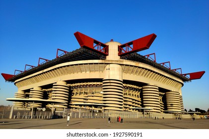 MILAN, ITALY - February 28, 2021: 
A General View Outside The Stadium Prior To The Serie A 2020-2021 INTER V GENOA At San Siro Stadium. 