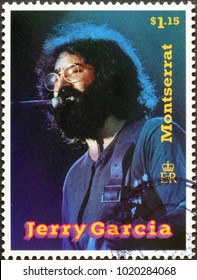 Milan, Italy - February 3, 2018: Jerry Garcia On Postage Stamp Of Montserrat