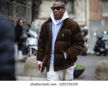 MILAN, Italy- January 12 2019: Men On The Street During The Milan Fashion Week.