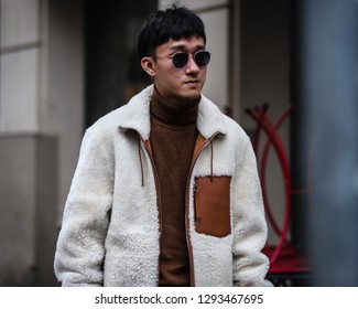 MILAN, Italy- January 13 2019: Men On The Street During The Milan Fashion Week.