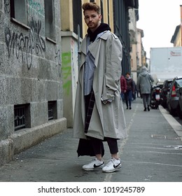 MILAN, Italy- January 15 2018: Drew Scott On The Street During The Milan Fashion Week.