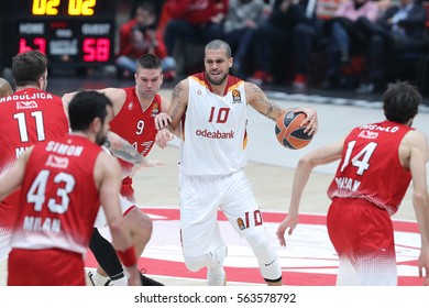 Milan, Italy, January 2017: Schilb Blake During The Match Between EA7 Emporio Armani Milan Vs Galatasaray Odeabank Istanbul - EuroLeague 2016/2017, Milan Mediolanum Forum On January 19 2017