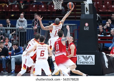 Milan, Italy, January 2017: Schilb Blake During The Match Between EA7 Emporio Armani Milan Vs Galatasaray Odeabank Istanbul - EuroLeague 2016/2017, Milan Mediolanum Forum On January 19 2017