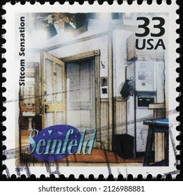 Milan, Italy - January 24, 2022: Sitcom Seinfeld Celebrated On American Postage Stamp