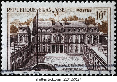 Milan, Italy - January 24, 2022: Élysée Palace On Vintage French Stamp