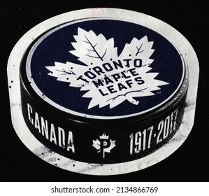 Milan, Italy - January 24, 2022: Centenary Of Toronto Maple Leafs Team Celebrated On Postage Stamp