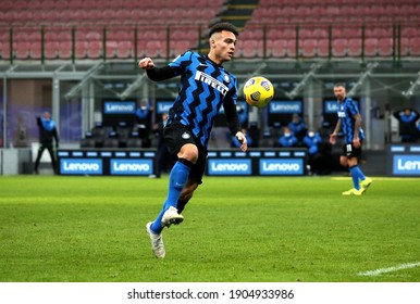 MILAN, ITALY - January 26, 2021: 
Lautaro Martinez in action during the Coppa Italia 2020-2021 INTER v MILAN at San Siro Stadium. 