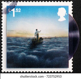 Milan, Italy - January 30, 2017: Record by Pink Floyd on british postage stamp