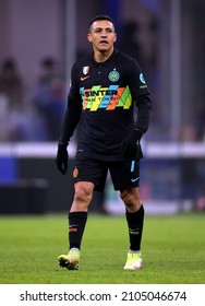MILAN, ITALY - JANUARY 9, 2022: 
Alexis Sanchez looks on during the Serie A 2021-2022 INTER v LAZIO at San Siro Stadium. 