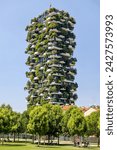 Milan, Italy - July 12, 2022: Exteriors of the Bosco Verticale residential buildings in Milan
