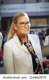 Milan, Italy - July 2018: Angela Ahrendts Senior Vice President, Apple Retail, During The Inauguration Of The New Applestore In Piazza Liberty.