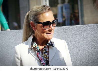 Milan, Italy - July 2018: Angela Ahrendts Senior Vice President, Apple Retail, During The Inauguration Of The New Applestore In Piazza Liberty.