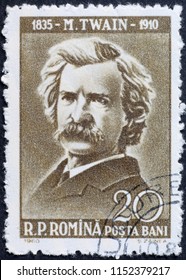 Milan, Italy - July 27, 2018: Mark Twain Portrait On Old Russian Postage Stamp