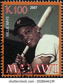 Milan, Italy - July 27, 2021: Baseball Player Willie Mays On Postage Stamp