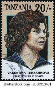 Milan, Italy - July 27, 2021: Valentina Tereshkova Portrait On Postage Stamp