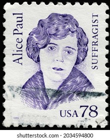 Milan, Italy - July 27, 2021: American Suffragist Alice Paul On Postage Stamp