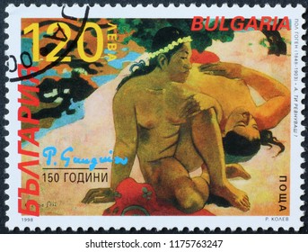 Milan, Italy – July 28, 2018: Painting by Paul Gauguin on postage stamp