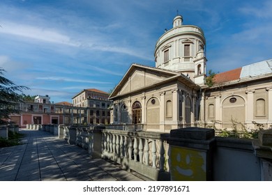 MILAN, ITALY - Jun 12, 2022: A Exterior Shot Of A Chapel From An Old Deserted Hospital In Italy  Sanatorio Garbagnate Milanese