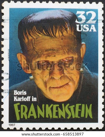 Milan, Italy - June 10, 2017: Frankenstein on american postage stamp