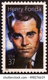Milan, Italy - June 16, 2016: Actor Henry Fonda On American Postage Stamp