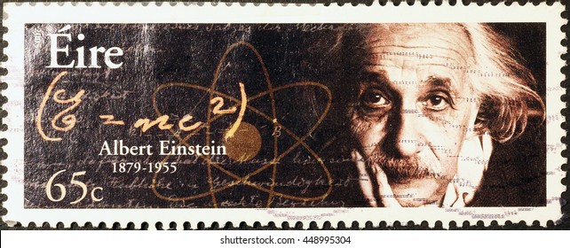 Milan, Italy - June 17, 2016: Albert Einstein on irish postage stamp
