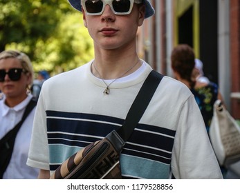 MILAN, Italy- June 18 2018: Leo Mandella On The Street During The Milan Fashion Week.