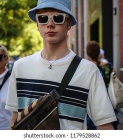 MILAN, Italy- June 18 2018: Leo Mandella On The Street During The Milan Fashion Week.