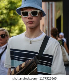 MILAN, Italy- June 18 2018: Leo Mandella On The Street During The Milan Fashion Week.