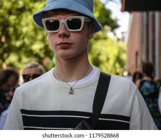 MILAN, Italy- June 18 2018: Leo Mandella On The Street During The Milan Fashion Week.