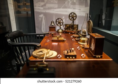 MILAN, ITALY - JUNE 9, 2016: Workplace Of Telegraph Operator At The Science And Technology Museum Leonardo Da Vinci