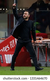 Milan, Italy. March 02, 2019. Campionato Italiano Di Serie A. Milan - Sassuolo 1-0. Roberto De Zerbi, Manager Sassuolo.