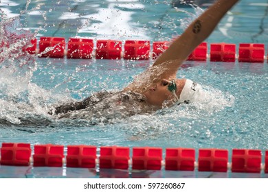 MILAN, ITALY - March 10, 2017: Federica Pellegrini Swimmer During 7th Trofeo Citta Di Milano Swimming Competition.