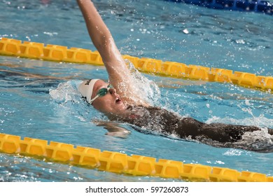 MILAN, ITALY - March 10, 2017: Federica Pellegrini Swimmer During 7th Trofeo Citta Di Milano Swimming Competition.