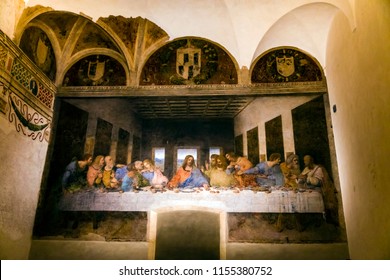Milan, Italy - March 15, 2016 - The Last Supper by Leonardo da Vinci in the refectory of the Convent of Santa Maria delle Grazie