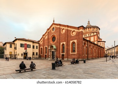 MILAN, ITALY - March 15, 2017: Church of Santa Maria delle Grazie (Holy Mary of Grace) at sunset, contains the mural of The Last Supper by Leonardo da Vinci