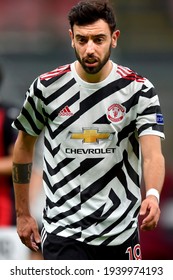 MILAN, ITALY - March 18, 2021: 
Bruno Fernandes Of Manchester United FC Looks On 
During The UEFA Europa League
AC MILAN V MANCHESTER UNITED FC At San Siro Stadium.