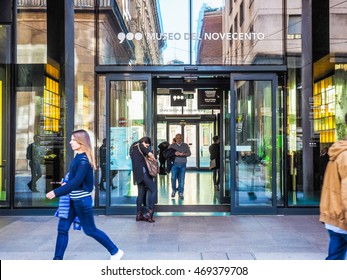 MILAN, ITALY - MARCH 28, 2015: Tourists in the Milan city centre in Italy (HDR)