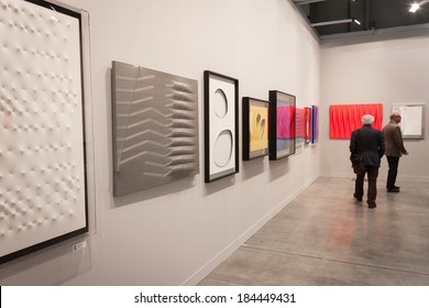 MILAN, ITALY - MARCH 28: People visit Miart, international exhibition of modern and contemporary art on MARCH 28, 2014 in Milan.