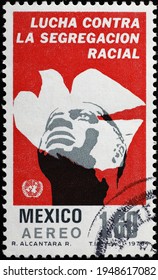 Milan, Italy  - March 30, 2021: Fight Against Racial Segregation On Mexican Postage Stamp