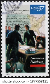 Milan, Italy - May 08, 2021: Louisiana Purchase On American Postage Stamp