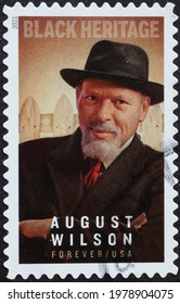 Milan, Italy - May 08, 2021: Black Heritage, August Wilson On American Postage Stamp