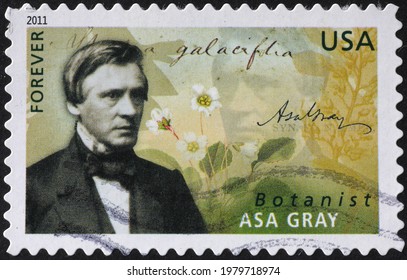 Milan, Italy - May 08, 2021: Asa Gray On American Postage Stamp