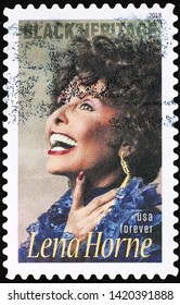 Milan, Italy - May 17, 2019: Black Heritage, Lena Horne On American Stamp