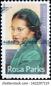 Milan, Italy - May 17, 2019: 
Rosa Parks on american postage stamp