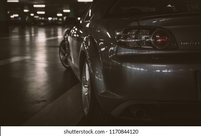 MILAN, ITALY -MAY 17TH 2018. Mazda Rx8 Sport Car In A Underground Parking. The Rx-8 Has The Unique Rotary Engine Wankel, And It S The Last Model Of The RX Series